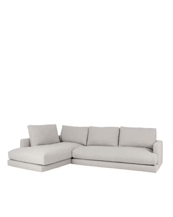 Sofa mit Chaiselongue in hellem Grau in verschiedenen Größen