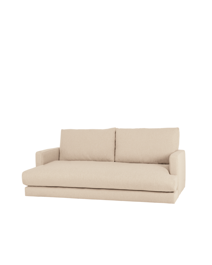 Gerade beige Sofa mit einer Länge von 216 cm.