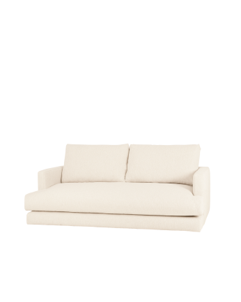 Weißes Sofa in gebrochenem Weiß mit geradem Ton, 216 cm lang.