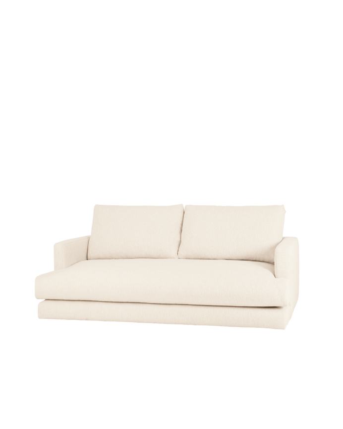 Weißes Sofa in gebrochenem Weiß mit geradem Ton, 216 cm lang.
