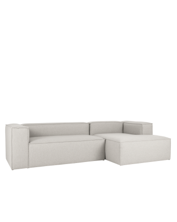 Sofa mit Chaiselongue in hellgrauer Farbe in verschiedenen Maßen.