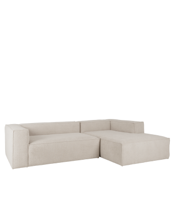 Bouclé-Sofa mit Chaiselongue in hellem Grau in verschiedenen Größen