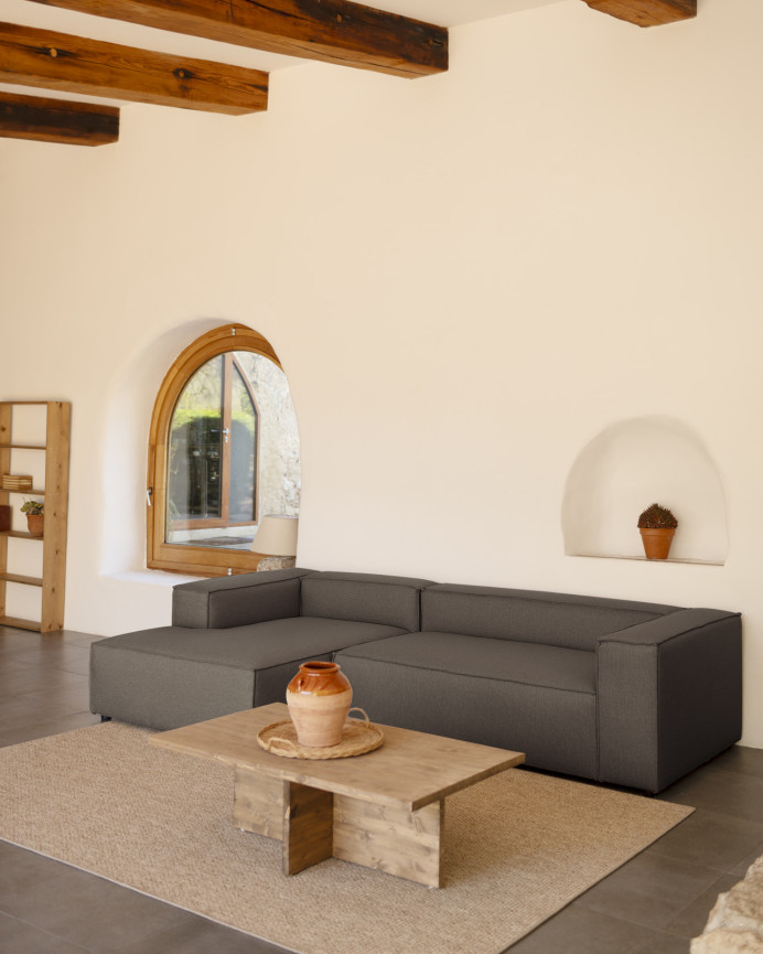 Sofa mit Chaiselongue in dunkelgrauer Farbe in verschiedenen Maßen