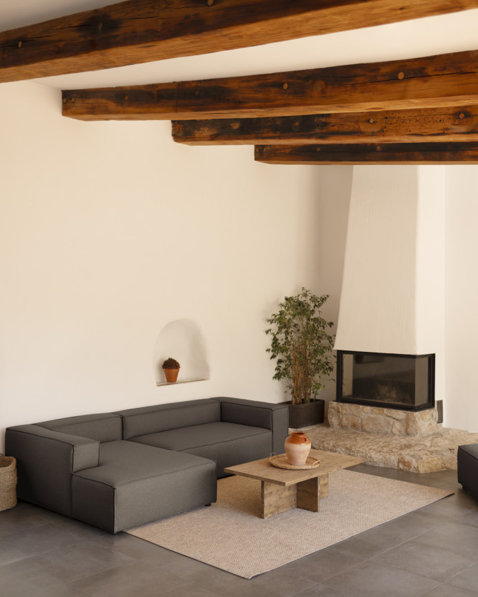 Sofa mit Chaiselongue in dunkelgrauer Farbe in verschiedenen Maßen