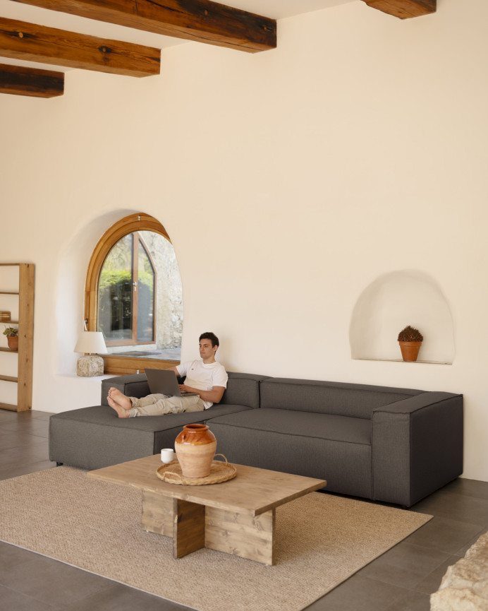 Sofa mit Chaiselongue in dunkelgrauer Farbe in verschiedenen Maßen