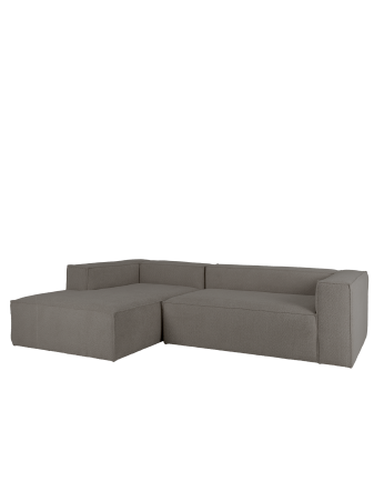 Bouclé-Sofa mit dunkelgrauer Chaiselongue in verschiedenen Größen.