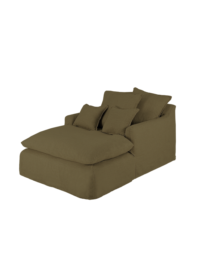 Baumwoll- und Leinensofa in grüner Farbe 115x170cm