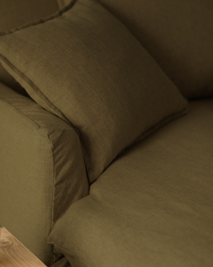 Baumwoll- und Leinensofa in grüner Farbe 115x170cm