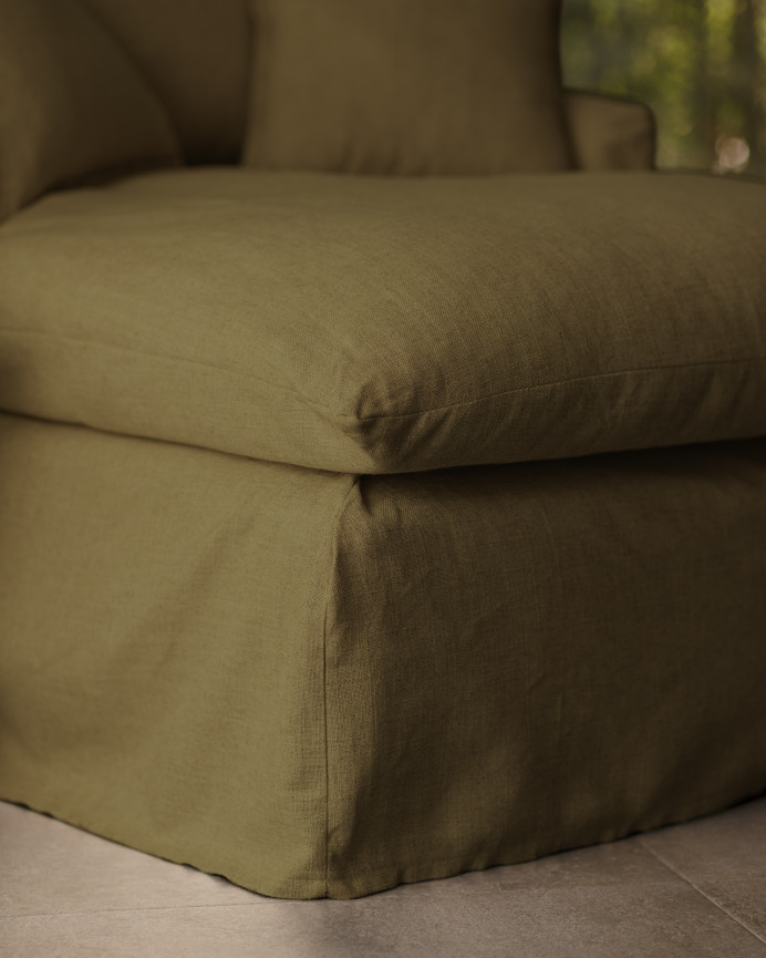 Baumwoll- und Leinensofa in grüner Farbe 115x170cm