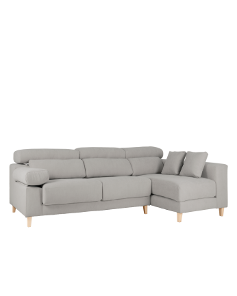 Sofa mit Chaiselongue in Hellgrau in verschiedenen Größen.