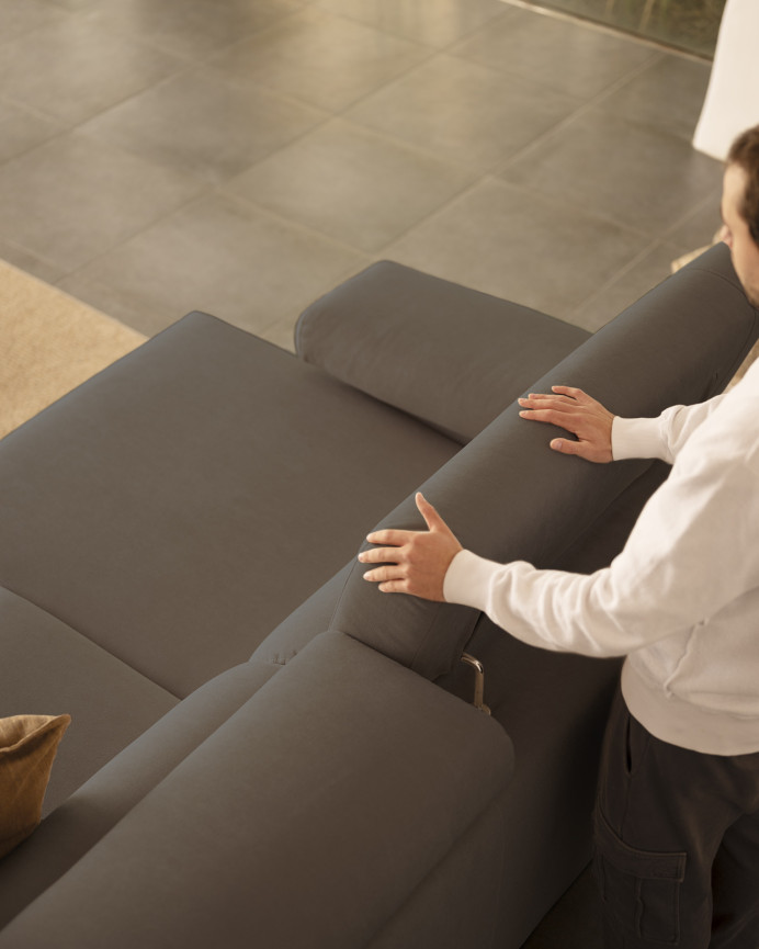 Sofa mit Chaiselongue in Dunkelgrau in verschiedenen Größen
