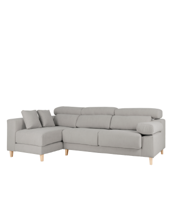 Sofa mit Chaiselongue in hellem Grau in verschiedenen Größen