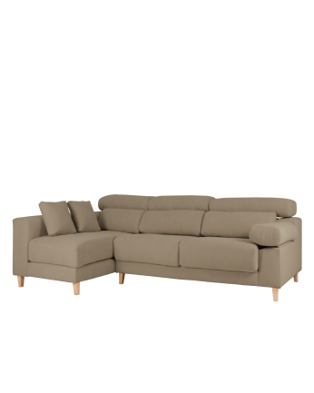 Sofa mit Chaiselongue in Taupe-Braun in verschiedenen Größen