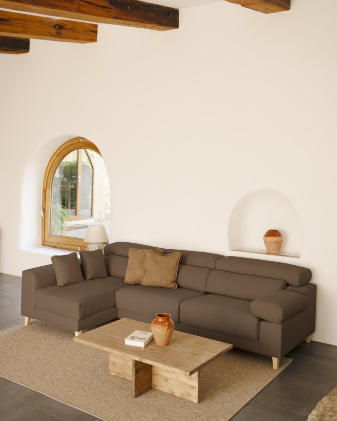 Sofa mit Chaiselongue in Taupe-Braun in verschiedenen Größen