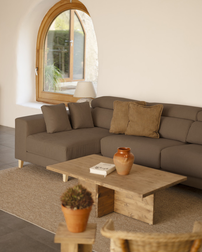 Sofa mit Chaiselongue in Taupe-Braun in verschiedenen Größen
