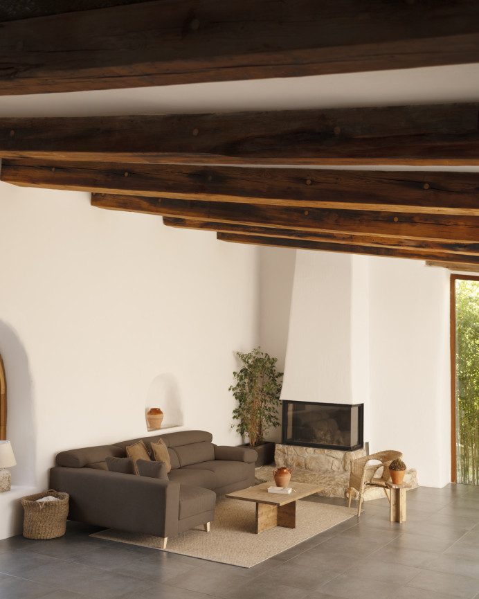 Sofa mit Chaiselongue in Taupe-Braun in verschiedenen Größen