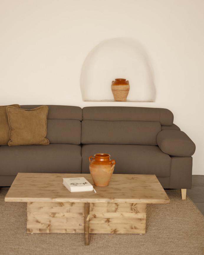 Sofa mit Chaiselongue in Taupe-Braun in verschiedenen Größen