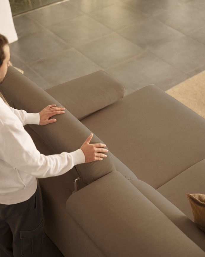 Sofa mit Chaiselongue in Taupe-Braun in verschiedenen Größen