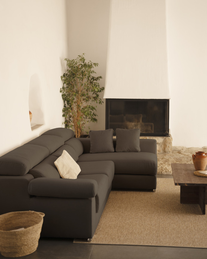 Sofa mit dunkelgrauer Chaiselongue in verschiedenen Maßen