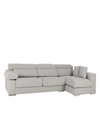 Sofa mit Chaiselongue in hellem Grau in verschiedenen Größen