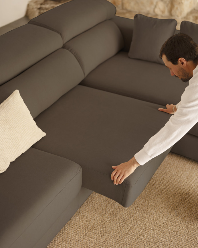 Sofa mit dunkelgrauer Chaiselongue in verschiedenen Maßen