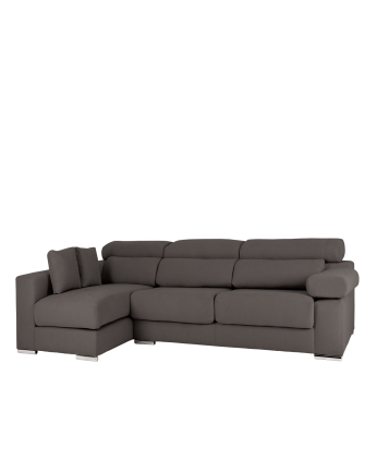 Sofa mit dunkelgrauem Chaiselongue in verschiedenen Größen.