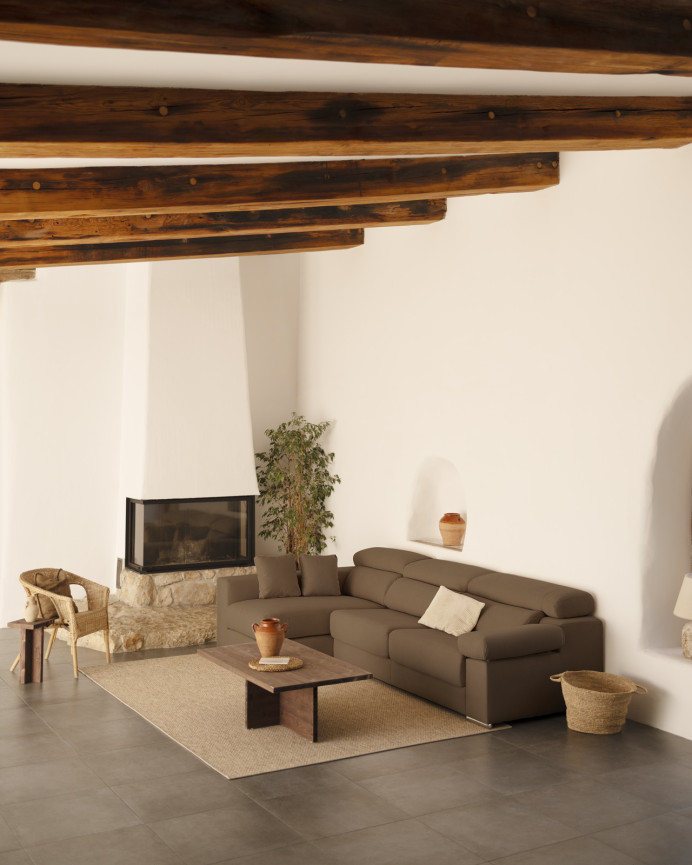 Sofa mit Chaiselongue in brauner Mausfarbe in verschiedenen Größen