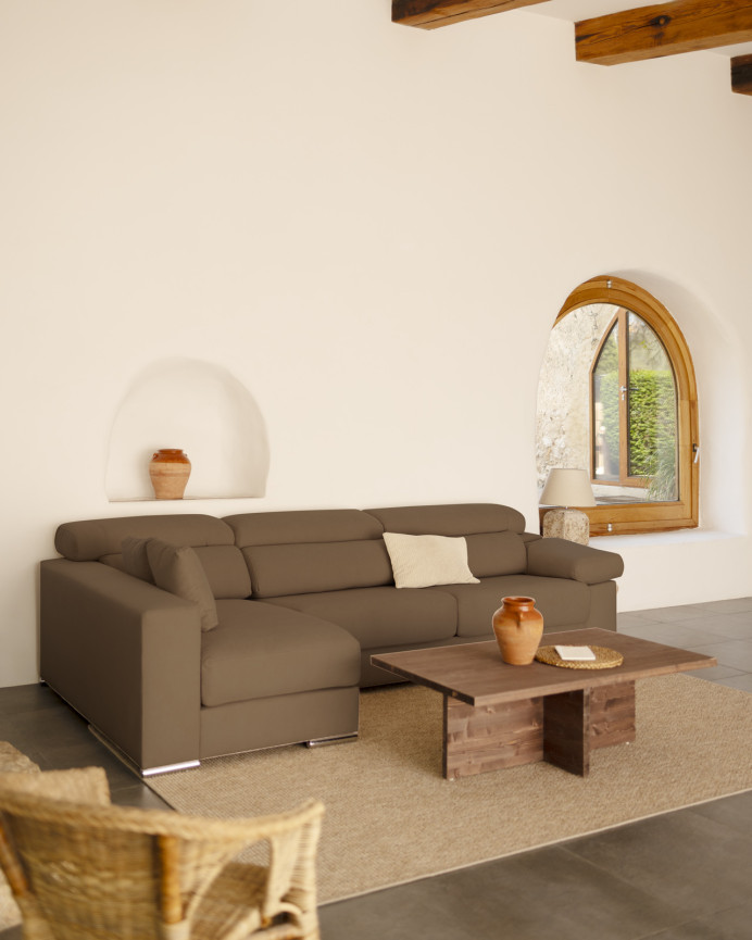 Sofa mit Chaiselongue in brauner Mausfarbe in verschiedenen Größen