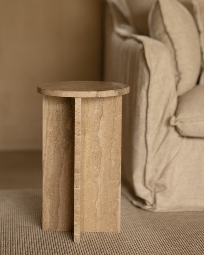 Beistelltisch aus daino reale Marmor, Ø28cm