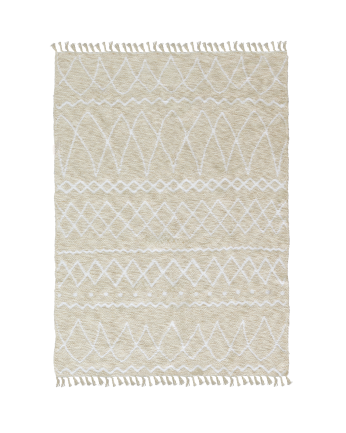 Baumwolle und weiße Jute-Teppich in verschiedenen Größen.