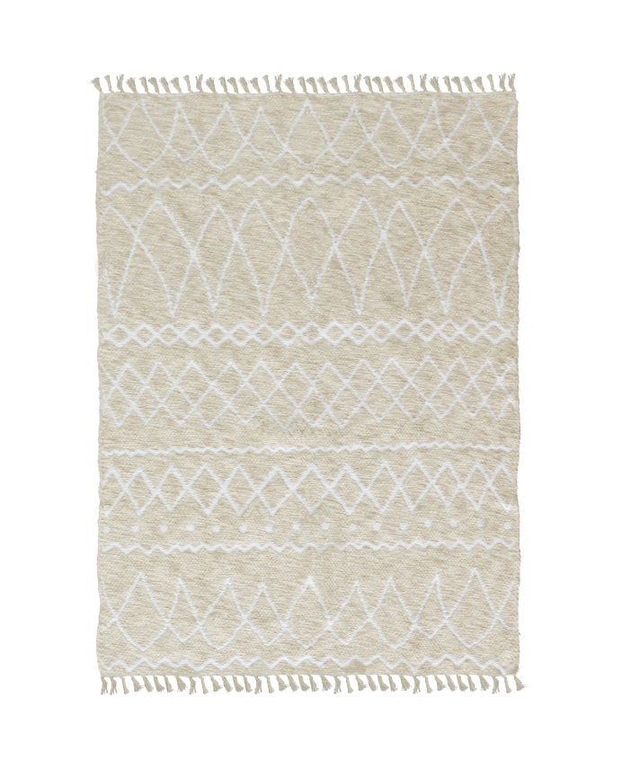 Baumwolle und weiße Jute-Teppich in verschiedenen Größen.