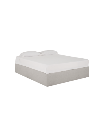 Hellgraues gepolstertes Sofa für Matratze in verschiedenen Größen.