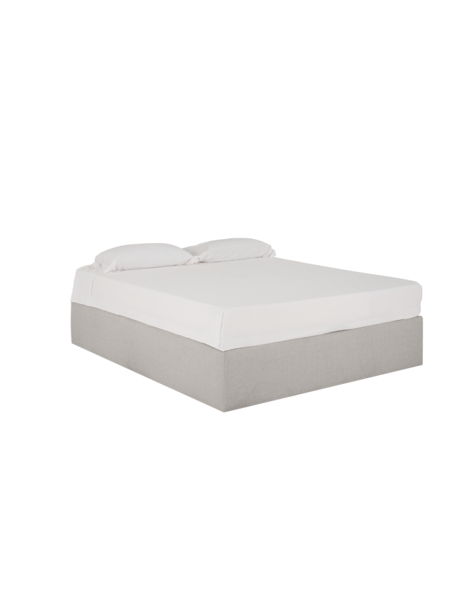 Hellgraues gepolstertes Sofa für Matratze in verschiedenen Größen.
