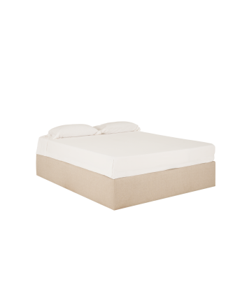 Beige gepolstertes Sofa für Matratzen in verschiedenen Größen.