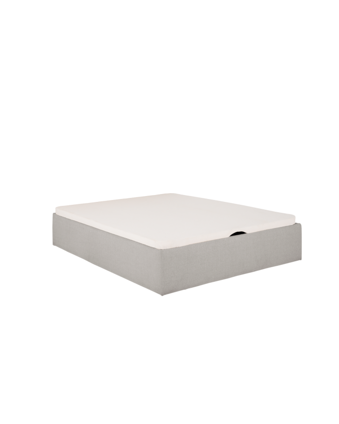 Hellgraues gepolstertes Sofa für Matratze in verschiedenen Größen.