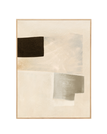 Dekoratives beige und schwarzes Gemälde auf Leinwand mit handbemaltem Holzrahmen, gemalt mit Ölfarbe in verschiedenen Größen.