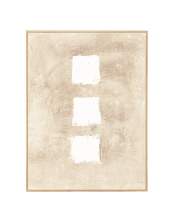 Dekoratives beige weißes Gemälde auf Baumwolle mit handbemaltem Holzrahmen, gemalt mit Ölfarbe in verschiedenen Größen.