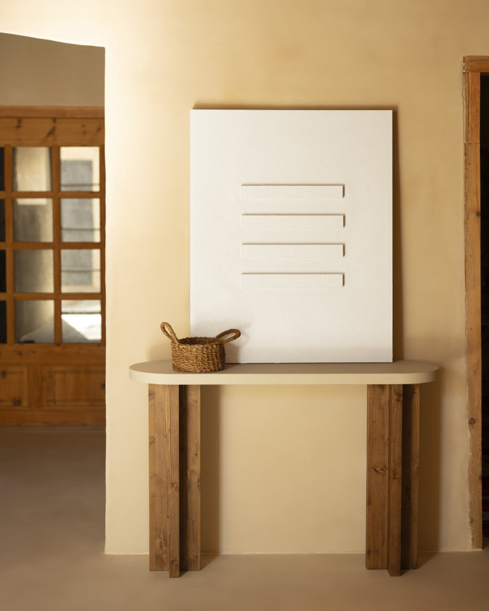 Dekoratives weißes Gemälde auf Leinwand mit handbemaltem Holzrahmen, handgemalt mit Ölfarbe in verschiedenen Größen