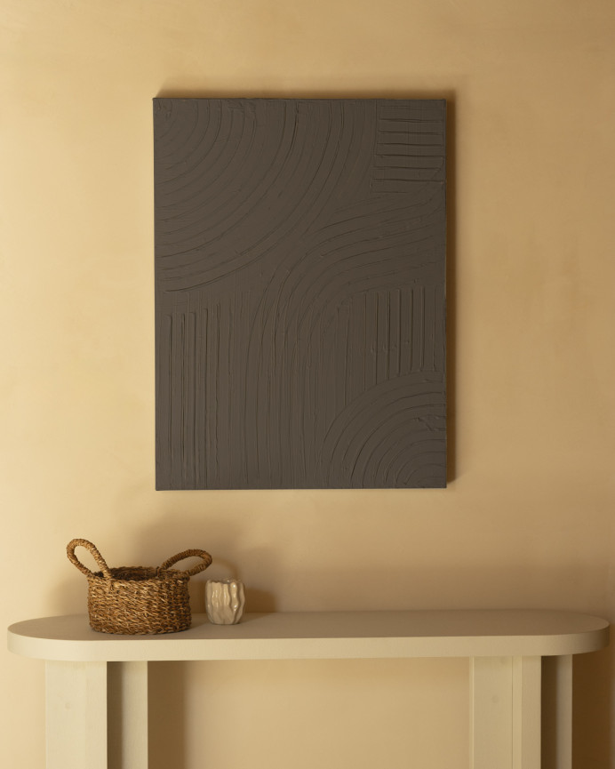 Dekoratives braunes Bild auf Leinwand mit handbemaltem Holzrahmen, gemalt mit Ölfarben in verschiedenen Größen.