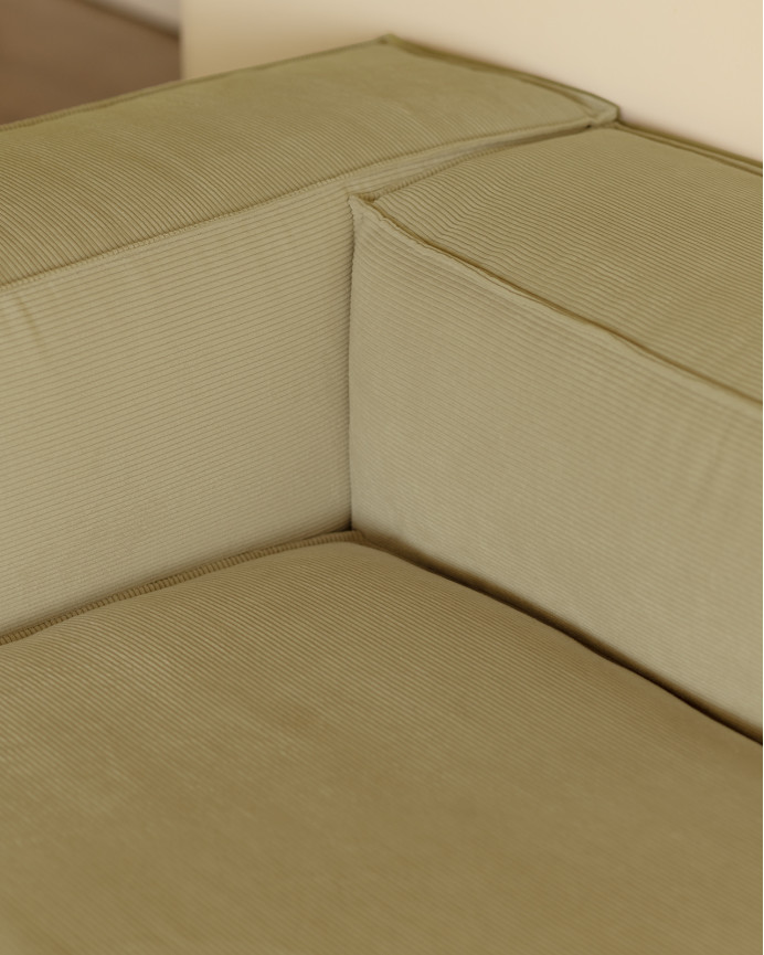 Sofa mit Chaiselongue aus limagrüner Samtstoff in verschiedenen Größen
