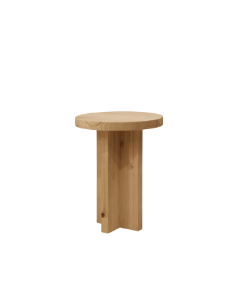 Massiver Holzhocker in mittelrober Eiche 45x35cm