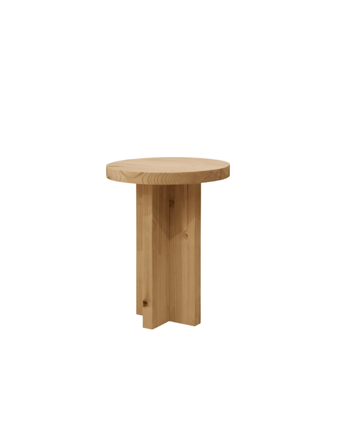 Massiver Holzhocker in mittelrober Eiche 45x35cm