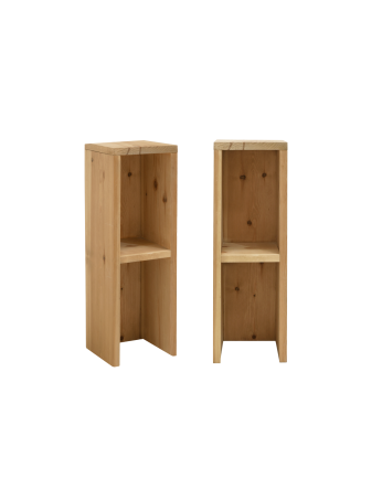 Pack 2 Nachttische oder Beistelltische aus massivem Eichenholz in mittlerem Ton 60x20cm.