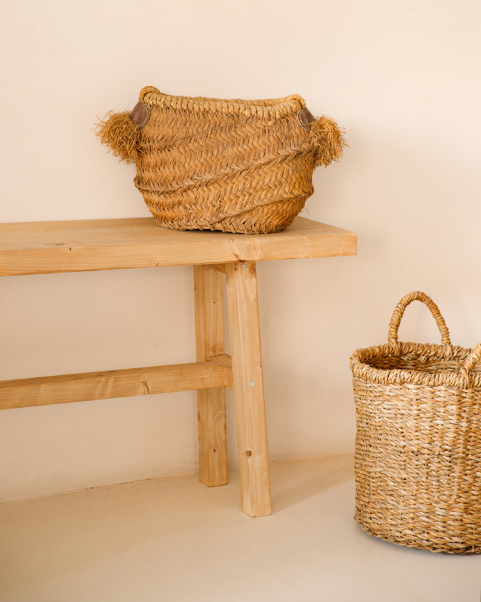 Massive Holzbank in mittlerer Eichefarbe von 100x50cm