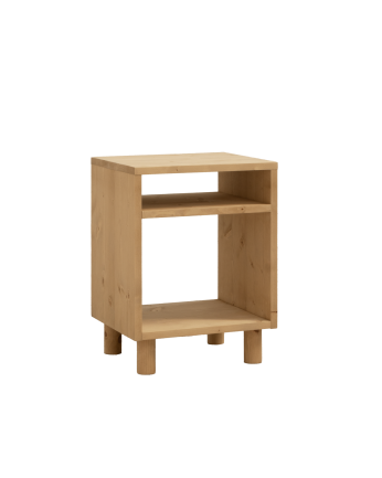 Massivholz-Nachttisch in mittlerer Eichefarbe, 51x32cm.