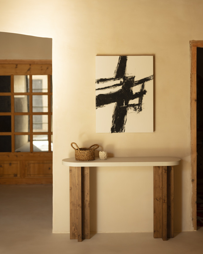 Dekoratives weißes Gemälde auf Leinwand mit handbemaltem Holzrahmen, handgemalt mit Ölfarbe in verschiedenen Größen.