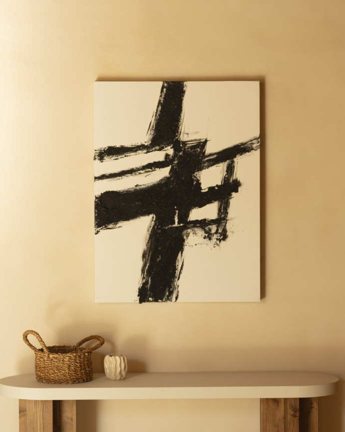 Dekoratives weißes Gemälde auf Leinwand mit handbemaltem Holzrahmen, handgemalt mit Ölfarbe in verschiedenen Größen.