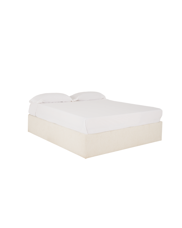 Weißes gepolstertes Sofa für Matratzen in verschiedenen Größen.