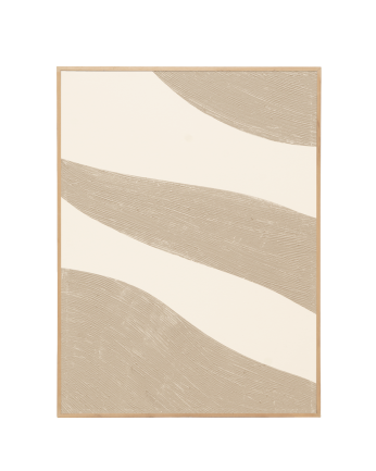 Beiges und weißes dekoratives Gemälde auf Leinwand mit handbemaltem Holzrahmen, gemalt mit Ölfarben in verschiedenen Größen.