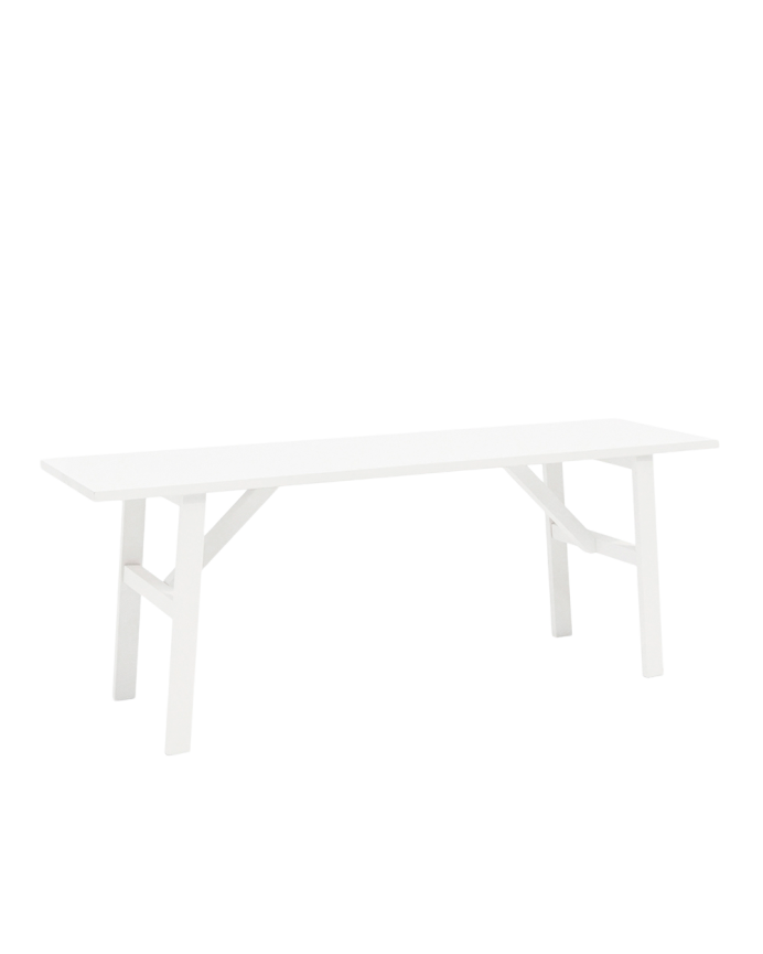 Massive Holzhocker in Weiß mit den Maßen 120x45cm